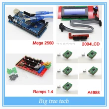 3D Printer kit-1pcs Mega 2560 R3 + 1pcs RAMPS 1.4 Controller + 5pcs A4988 Stepper Driver Module +1pcs 2004 controller