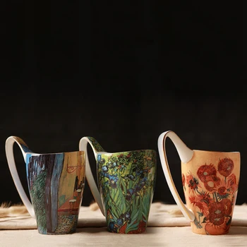 

Restore Ancient Ways Hand Made Ceramic Coffee Mug Bone China Van gogh Classical Painting Drink Morning Mug Good Gift SH277-184