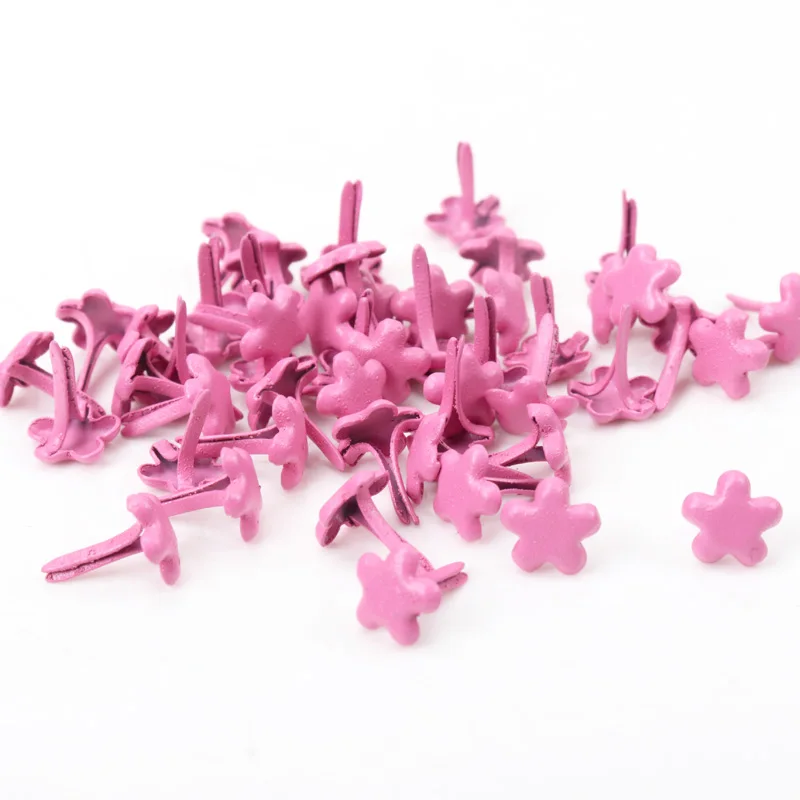 

White Pink Pastel Flower Brads Scrapbooking Embellishment Fastener Brads Metal Crafts For Diy shoes Decoration Spikes 10mm 50PCs