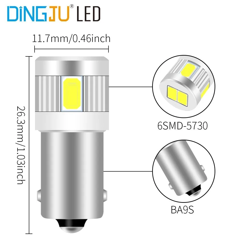 2 шт. T10 BA9S светодиодный светильник 5730 SMD Автомобильная клиновидная лампа разрешение на парковку пластина лампа резервный тормозной светильник s интерьерная купольная лампа