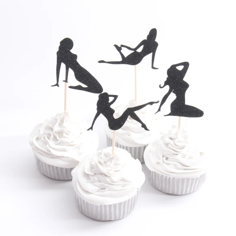 

4pcs/lot Sexy Goddess Cake Topper wedding party cake Decorations Happy Birthday party cupcake topper Adult party Supplies