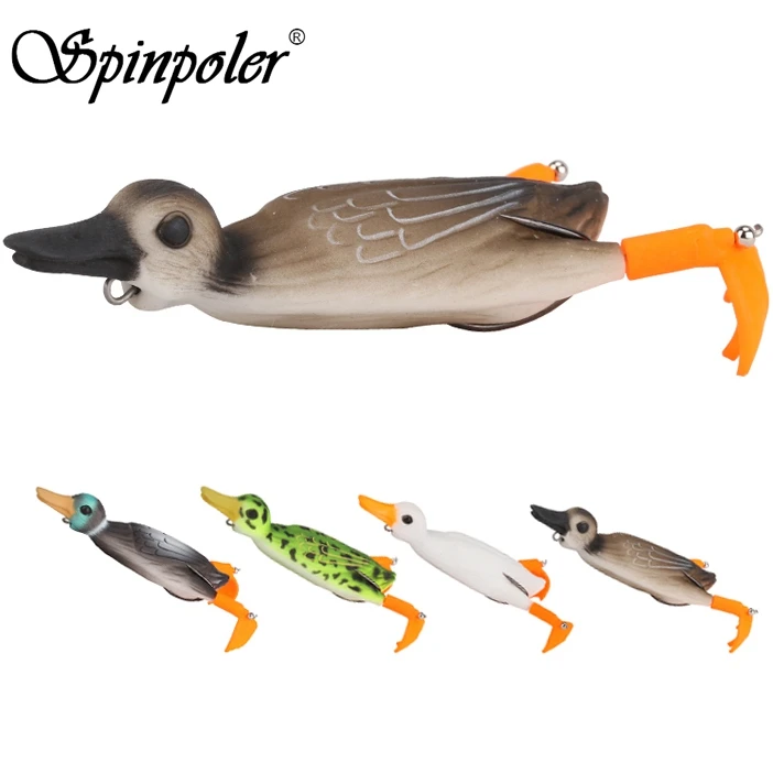 Spinpoler 3D Утка Мягкая приманки Topwater плавающие с крючками бас рыболовные воблеры 18 5g