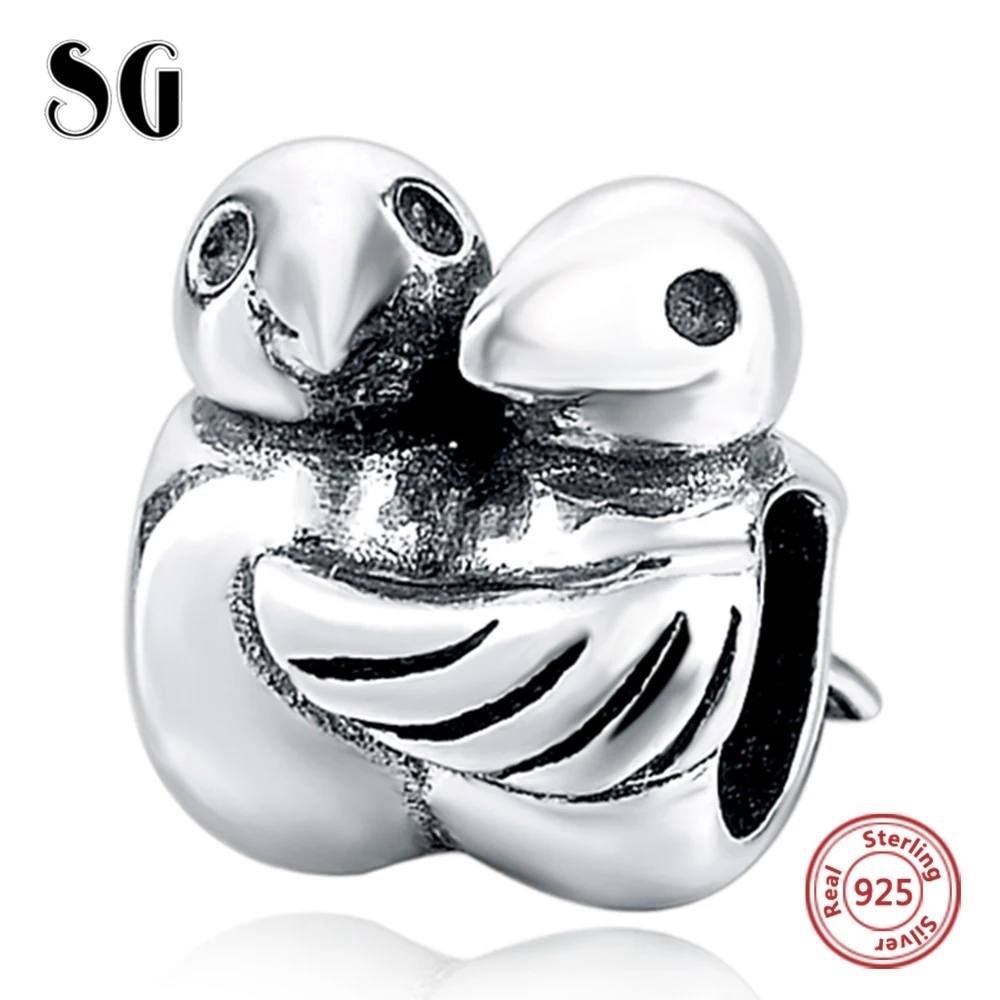 Silver Galaxy Love Birds Fit Authentic pandora Charm Bracelet Sterling