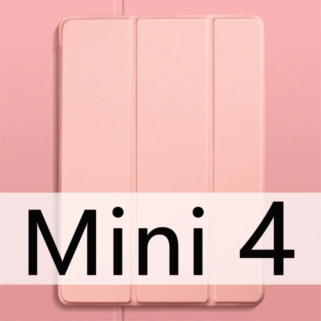 Для iPad Mini 4 Чехол Mini 2 3 1 Mini 5 чехол, ультра тонкий легкий трехслойный Стенд мягкий ТПУ для iPad Mini5 чехол крышка Капа - Цвет: Rose gold 4