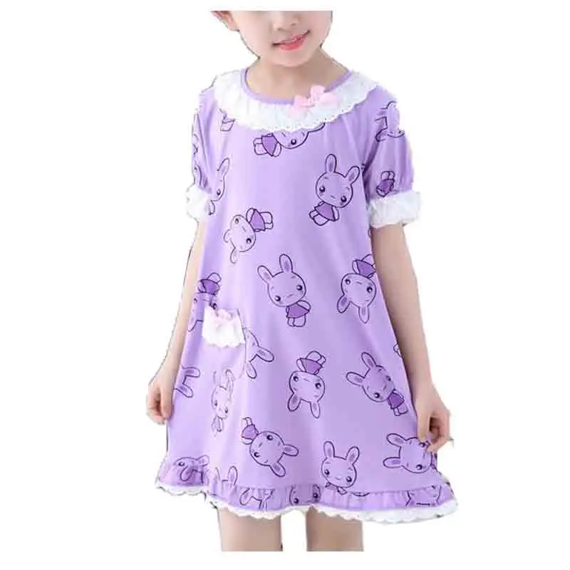 

Kids Clothes Girl Pajamas Suit Summer Cotton Character Rabbit Short-sleeved Pajamas Set 2017 Spring New Children Clothing Girl
