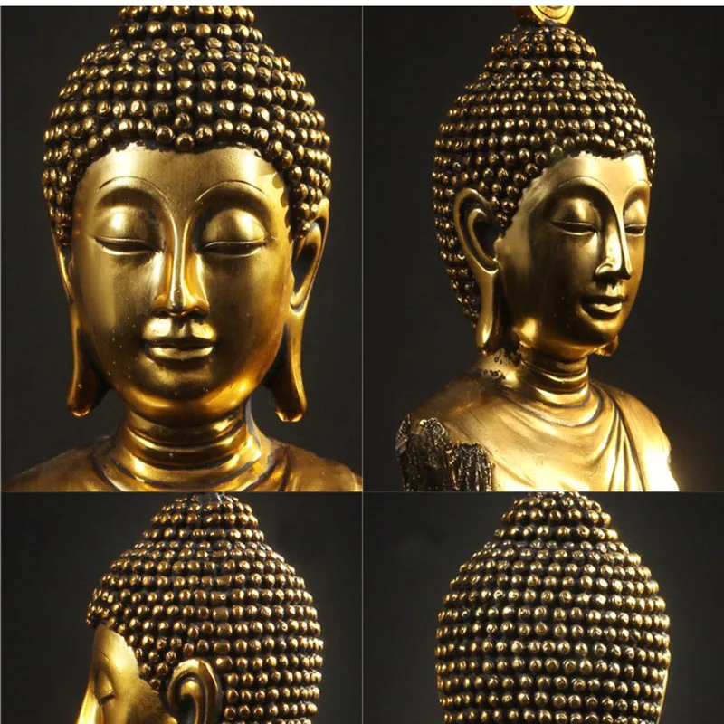 Buddha Head Statue Resin Thailand Buddha Sculpture Hindu Fengshui Figurine Hotel Living Room Meditation Miniature Home Decor (6)