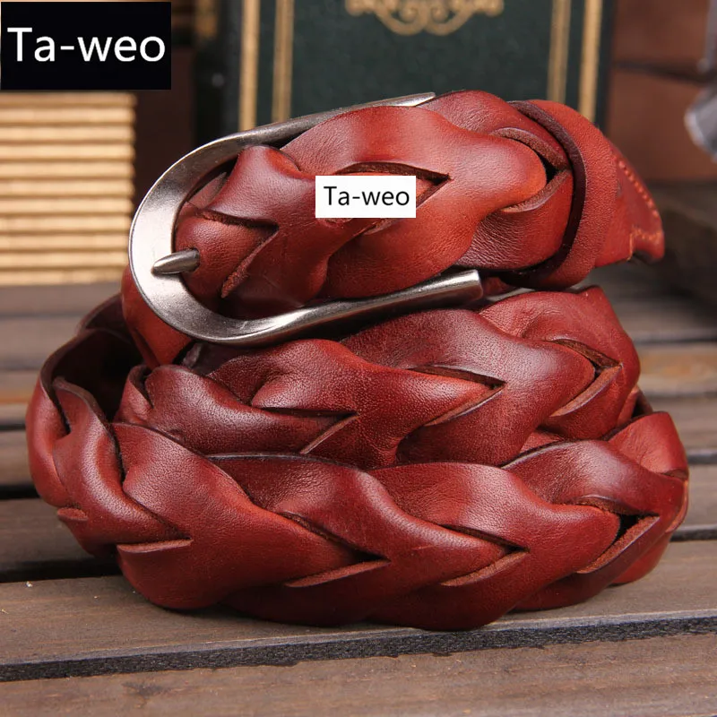 

Fashion Women Braided Leather Belts High Quality, 1.1'' Wide Luxury Belts For Women, Jeans Waistband Size 28-34