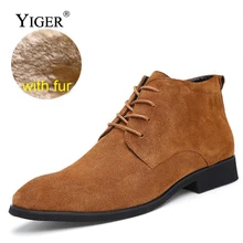 YIGER, новые мужские ботинки на шнуровке мужские кожаные рабочие ботинки в английском ретро стиле мужские ботинки-дезерты на шнуровке теплые зимние ботинки на меху, 0179