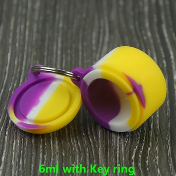 

Reusable 6ml Silicone Container Jars With Key Ring Silicone Container For Wax Herb Dab Wax For E Cigarette With Multi-Colors