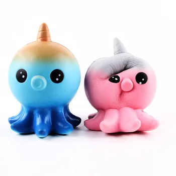 

12CM Rainbow Cute Horse Octopus Squeeze Doll Decor Slow Rising Squeeze Toy Kids Fun Novelty Anti-stress Squeeze Toy Gift
