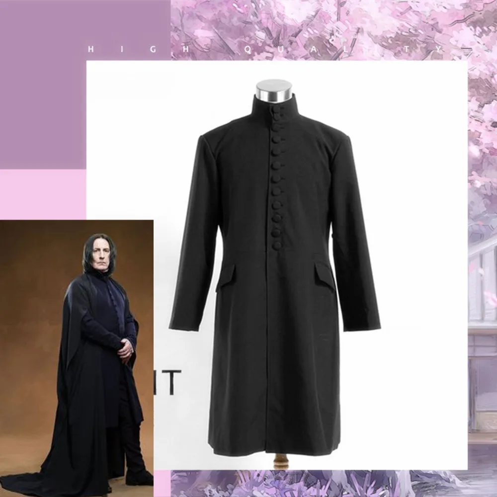 

Professor Severus Snape Cosplay Costume Deathly Hallows Hogwarts School Cloak Shirts Adults Black Robe Halloween Party Uniforms