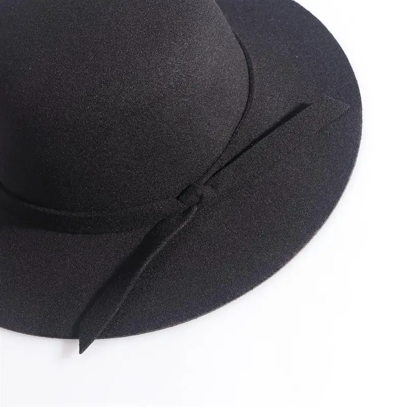 Детская винтажная шляпа-котелок из шерстяного войлока, шапка s, котелок, шапка с бантом(черная