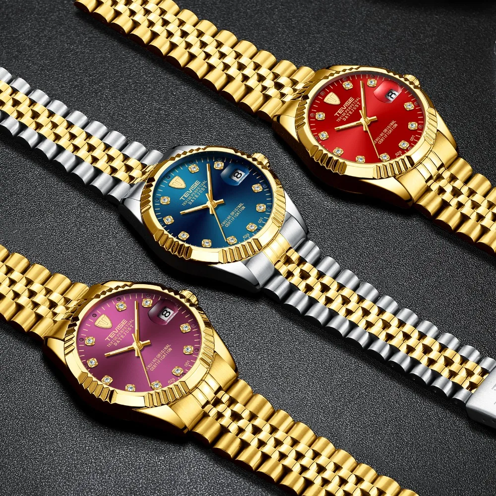 Tevise Brand Mechanical Watches Automatic Men Mechanical Self Full Stainless Steel Luxury Gold Silver Auto Date Wristwatches 629 Tevise Brand Mechanical Watches Automatic Men Mechanical Self Full Stainless Steel Luxury Gold Silver Auto Date Wristwatches 629