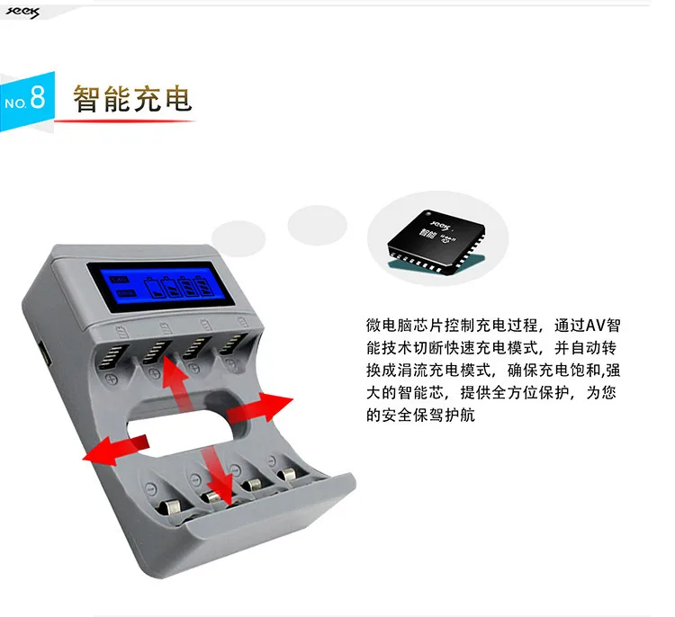 Интеллектуальный ЖК-дисплей AA/AAA зарядное устройство для никель-кадмиевых никель-металл-гидридных аккумуляторов USB интерфейс смарт-зарядное устройство s US/EU штекер