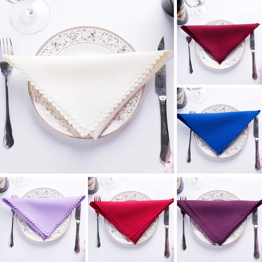 6pc 46x46cm Wedding Table Napkins Cloth Classical Plain Color Polyster