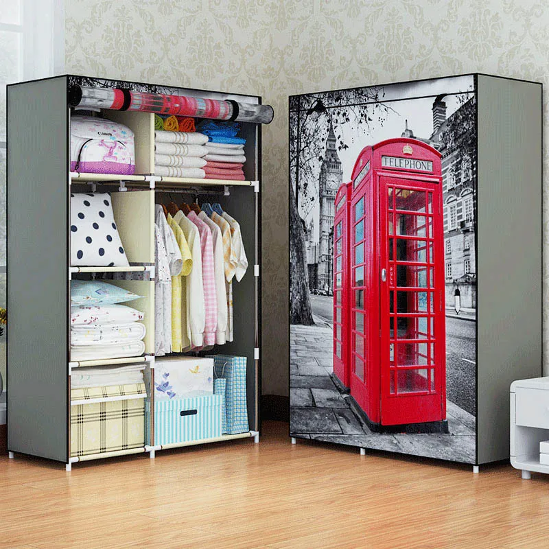 

New 3D printing Non-woven Fabric Wardrobe Storage Organizer Detachable Clothing portable closet bedroom fashion furniture