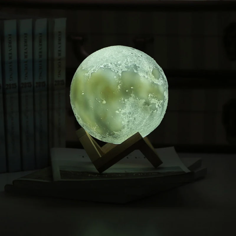 3D принт Перезаряжаемые луна светильник светодиодный Ночной светильник творческий сенсорный выключатель луна светильник для Спальня украшения подарок на день рождения
