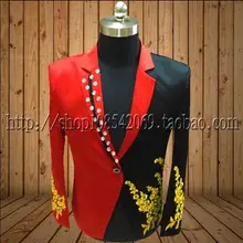 S-XXXL! Ночной клуб бар мужской для выступления сцены DJ костюмы сценическая печать плюс размер тонкий мужской певец костюмы