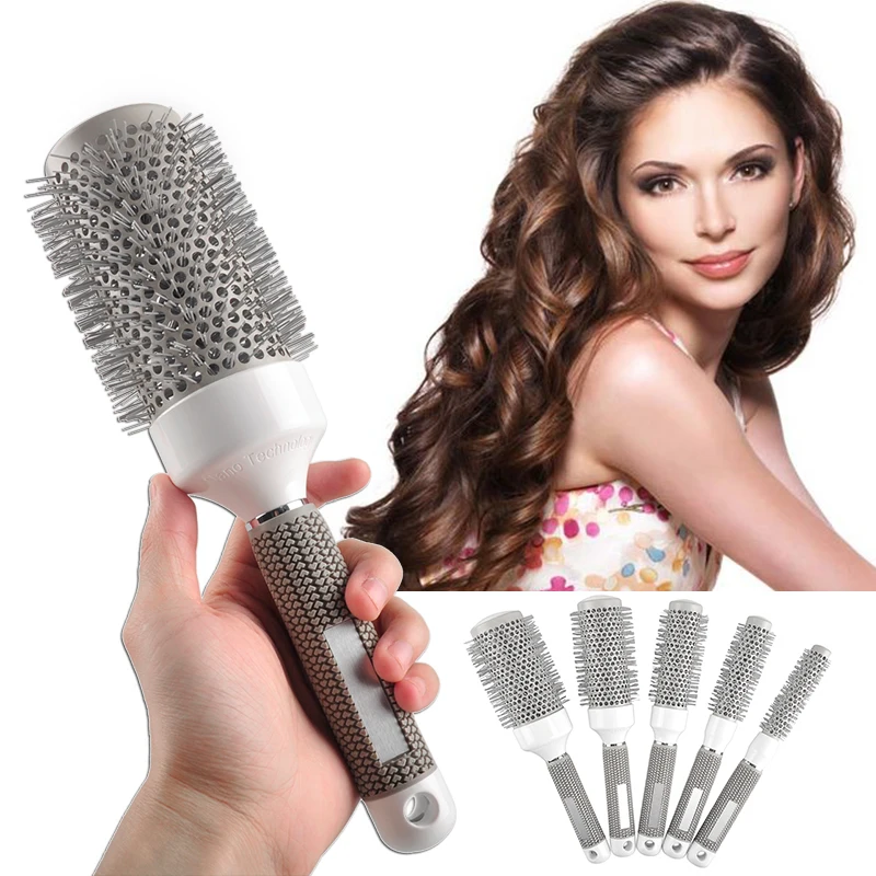 

5Pcs Mix size Professional Hair Dressing Brushes High Temperature Resistant Ceramic Iron Round Comb Hair Styling Tool Hairbrush
