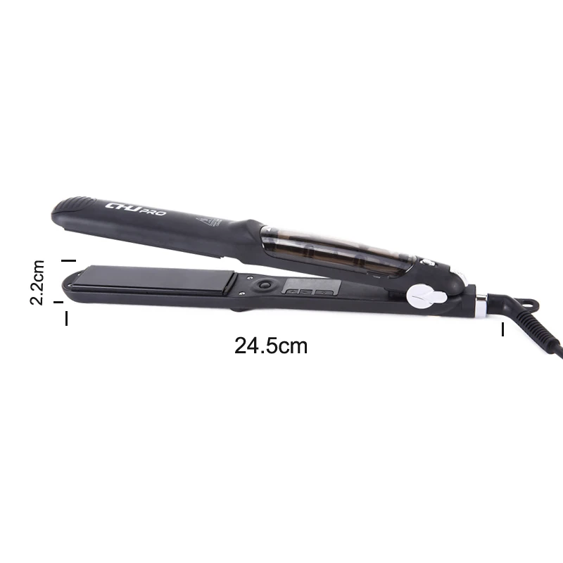 Professional salon паровой выпрямитель Керамика Турмалин Flat Iron с блокировкой переключатель Инструменты для укладки волос - Цвет: Black