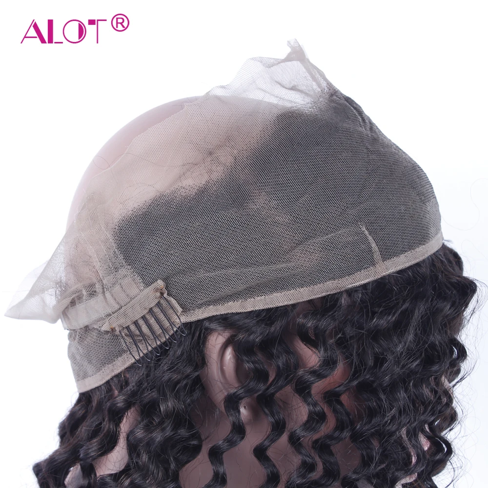 Alot Brazilian Deep Wave 360 Lace Frontal Closure Pre Plucked With Baby Hair Adjustable Band 10 To 20 Non-Remy Natural Black