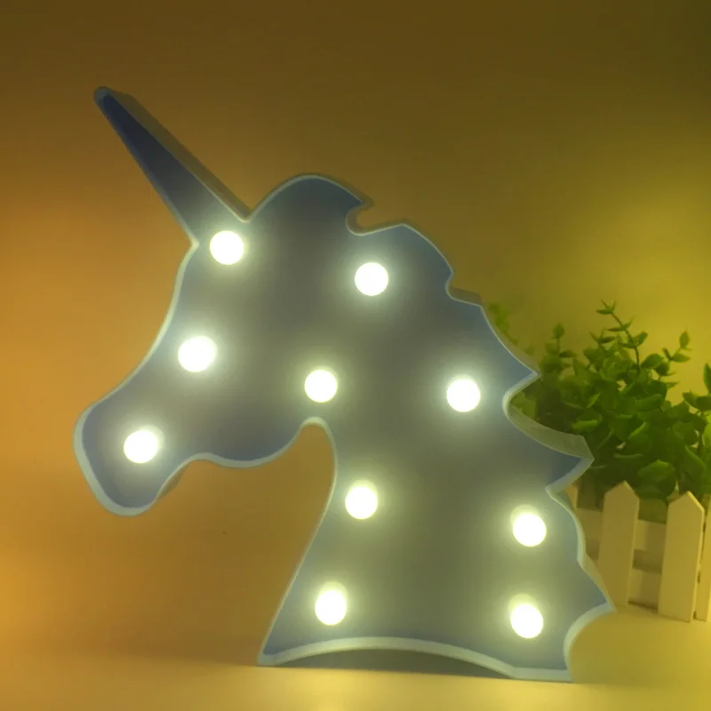 REEDBUCK 3D Unicorn Head Led Night Lights Animal Marquee Lamps Kids Gift Bedroom Table Led Lamp Party Wedding Home Decoration  (12)