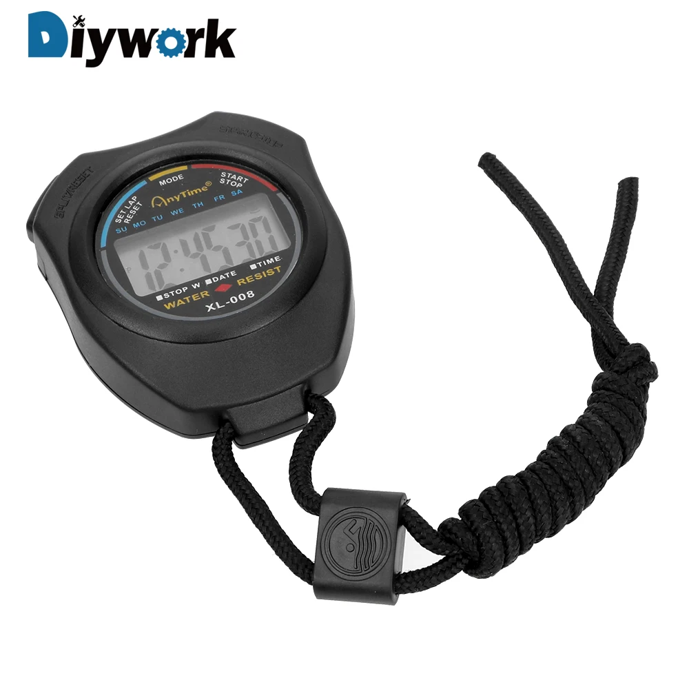 Ручной секундомер DIYWORK с цифровым ЖК дисплеем профессиональный спортивный