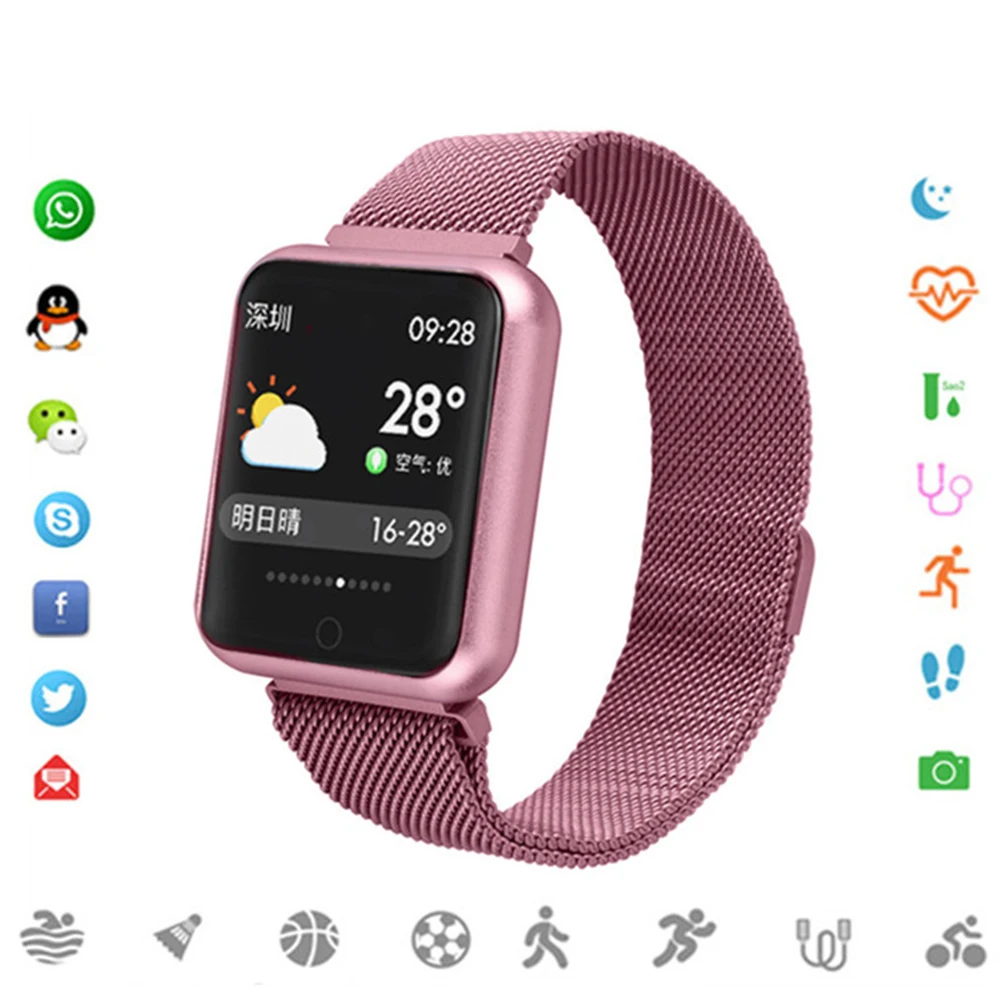 

Bluetooth Smartwatch P68 support Blood Oxygen Pressure Heart Rate IP68 Waterproof Sports Smart Watch for xiaomi huawei iphone
