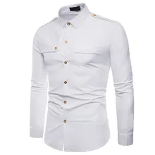 Мужская Осенняя Повседневная модная рубашка в стиле милитари с длинным рукавом, рубашка с коротким рукавом