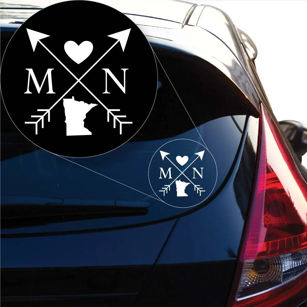 

Yoonek Graphics Minnesota Love Cross Arrow State MN Decal Sticker for Car Window, Laptop and More. # 1088 (4" x 4", White)