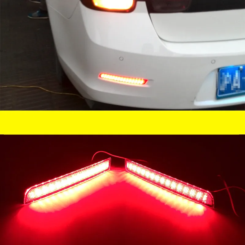 

2pcs Car LED Red Len Rear Bumper Reflector LED Stop Brake Tail Light Lamp For Chevrolet Malibu 2013 2014 2015