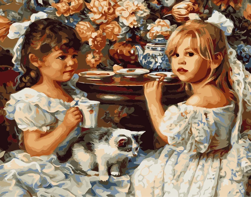 Frameless picture on wall acrylic paint by numbers diy painting by