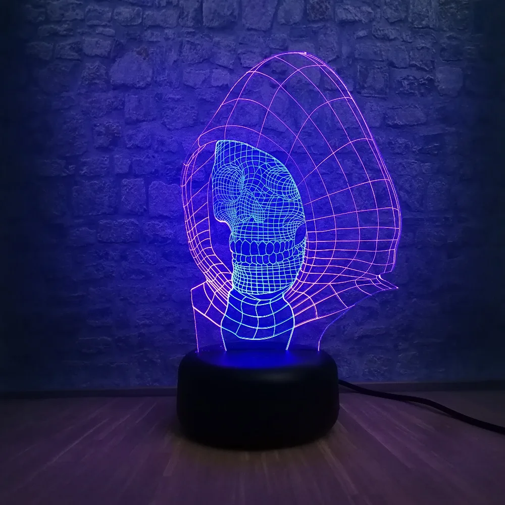 Каратель Череп 3D лампа смешанные цвета многоцветные USB Led ночник детские игрушки стол сенсорный Lampara освещение Marvel