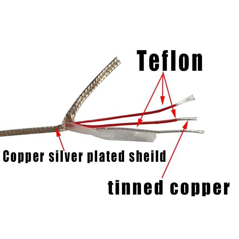 PT100 3 ядра посеребренный щит высокая температура провода термопары провод медный провод три ядра кабель ptfe компенсация линии