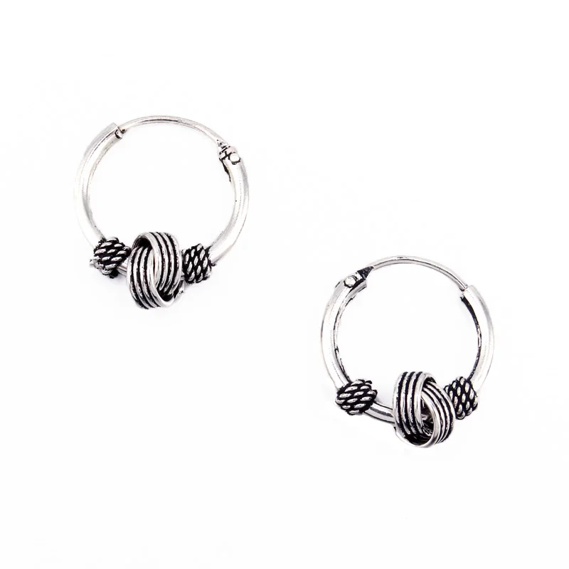 1pair Gothic Silver Color Hoop Earring For Women Vintage Circle Round ...