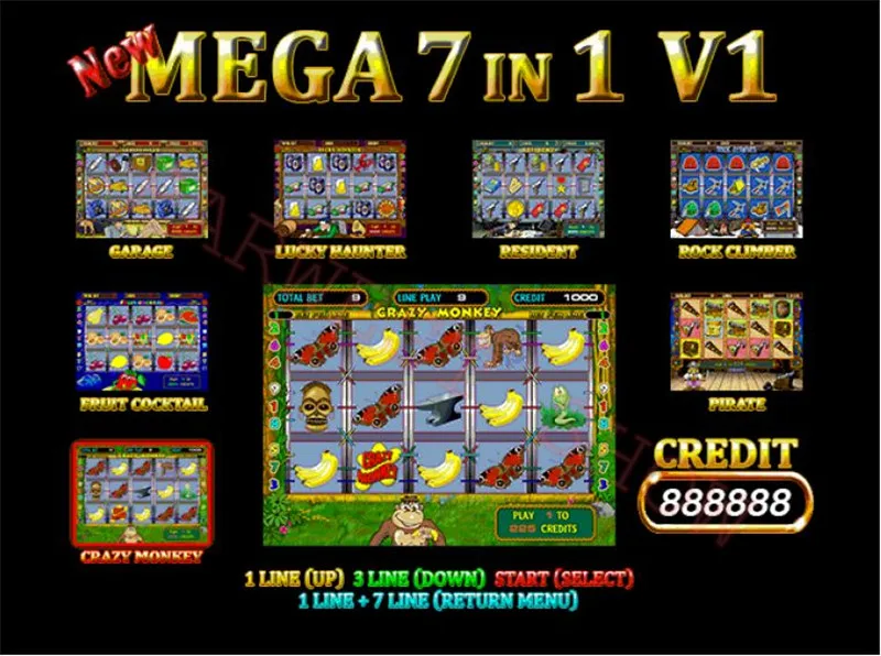 Новый Мега 7 в 1(40 96%) печатная плата Crazy Monkey фрукты коктейль гараж счастливое