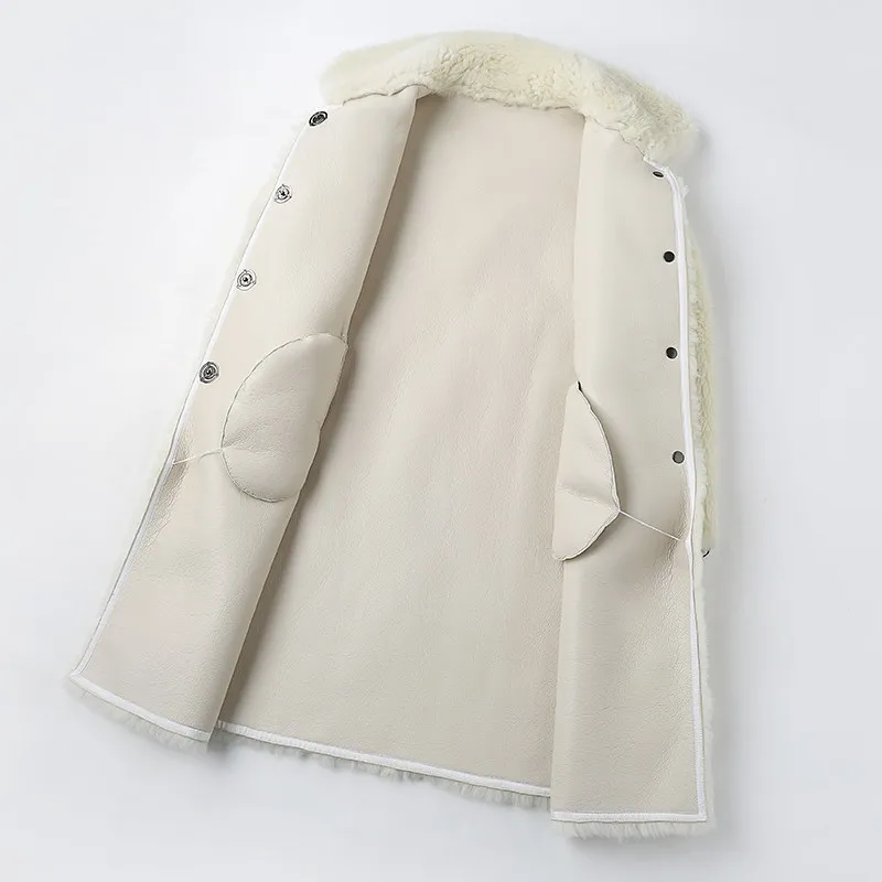 2018 Spring New Shearling Real Fur Coat Women High Quality Full Sleeve Wool Overcoat Female Designer Solid Slim Fit Long Jackets