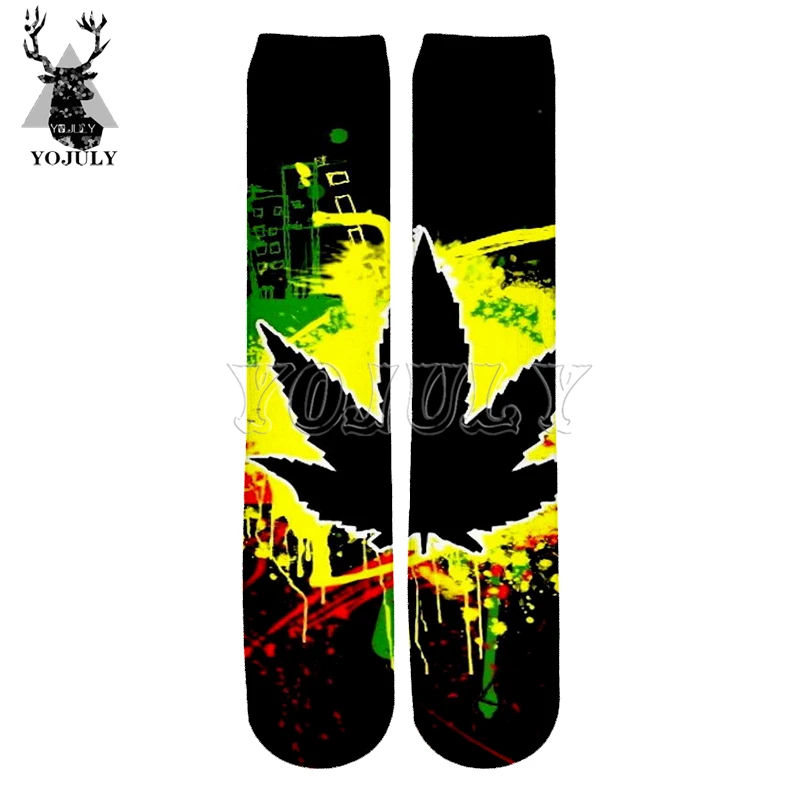 

YOJULY Novelty Streetwear Men 3d High Socks Bob Marley Rock Hip hop Funny Harajuku Print Unisex Sock Women 3D High socks WZ01