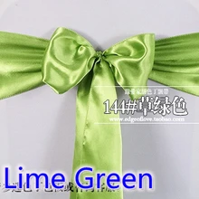 Салатовый зеленый цвет высокое качество атласный пояс стул лук для чехлы для стульев пояс спандекс вечеринка и Свадебные украшения