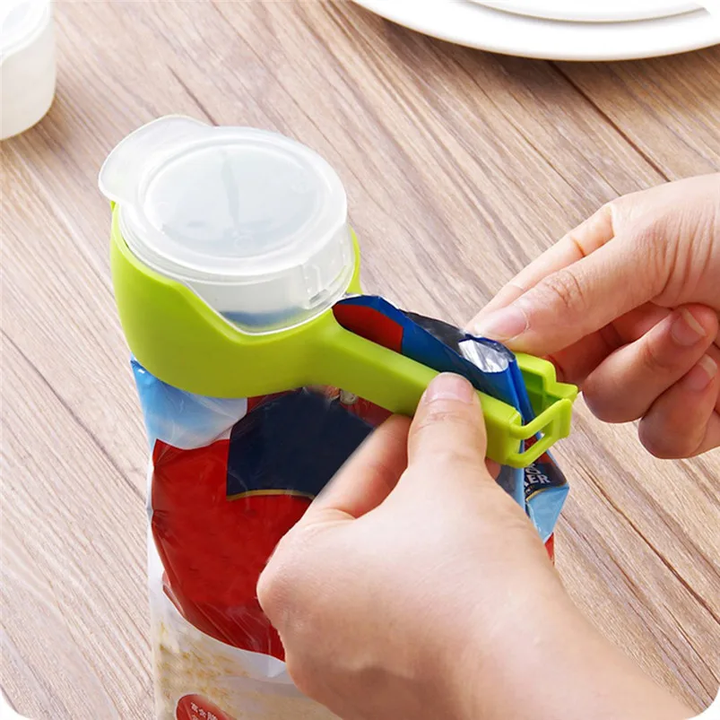 Food Sealing Clip With Nozzle Bag Clip Pour Food Sealing Storage Seal Sealer Freezer Fridge Clamp Cover Fresh 35MR2208