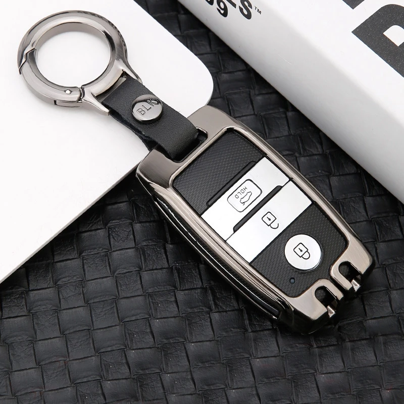 

pcmos 2019 New Aluminum Alloy Car Key Case Cover For Kia Sportage 2016 2017 2018 K3 Smart Key Case Cover Holder Fob Shell