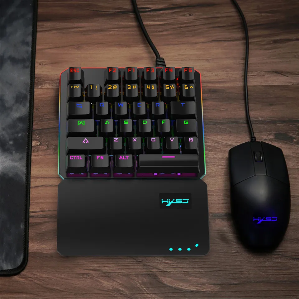 Ручная клавиатура; большие размеры 35-ключ RGB несколько Подсветка режим HXSJ одной рукой игровая клавиатура LSuitable для профессиональная игровая приставка