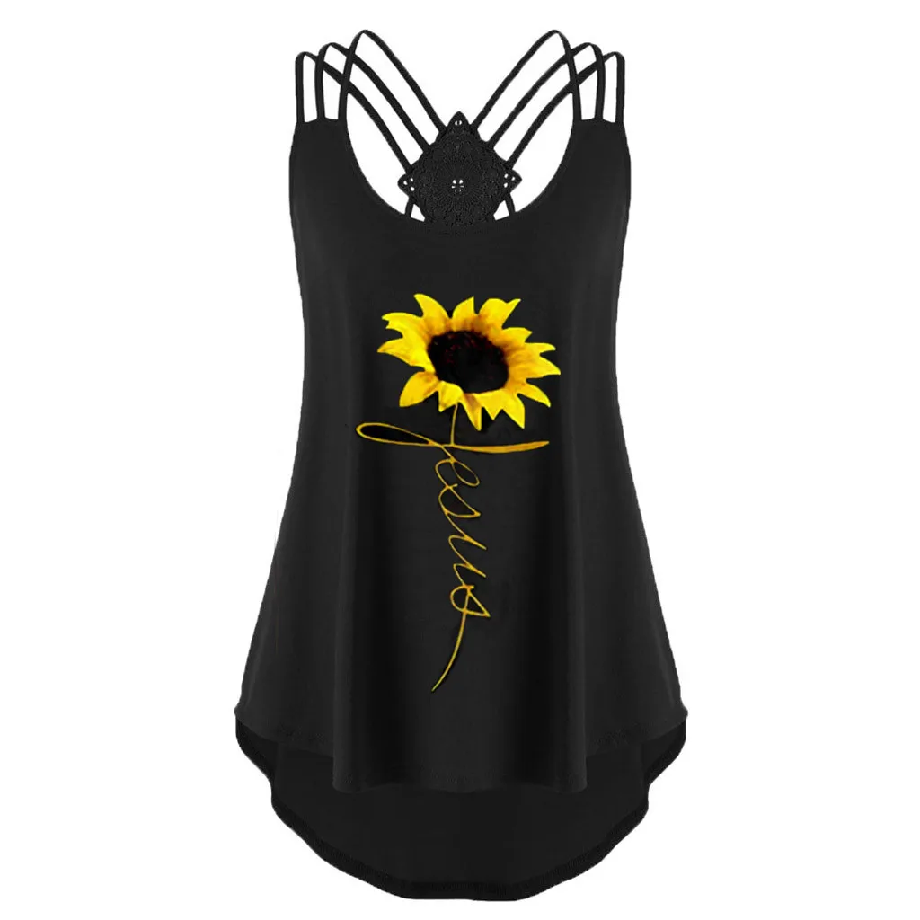 

Feitong Tank Top Women Bandages Sleeveless Flower Printed Vest Top Casual Strappy Tank Tops Camisetas Tirantes Womens Tank Top