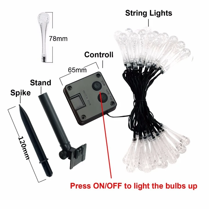 Солнечный светильник капли дождя 5 м 7 м светодиодный светильник-гирлянда s Сказочный светильник s Солнечная гирлянда Сад Свадебные праздники рождественские украшения на открытом воздухе