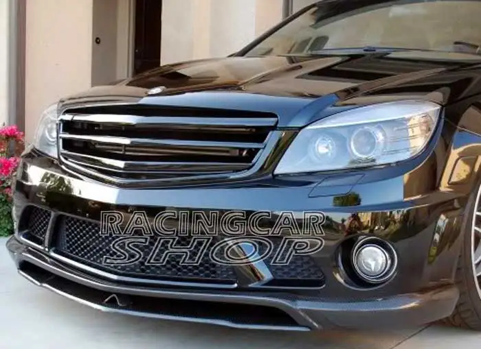 C Style 3PCS Real Carbon fiber FRONT SPOILER For MERCEDES BENZ W204 C63 AMG Sport Front Bumper 2008-2012