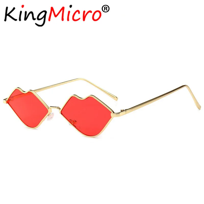 

Vintage Sexy Ladies Small Lips Sunglasses Women Party Cute Metal Frame Skinny Mouth Shaped Sun glasses Red Yellow Goggle UV400