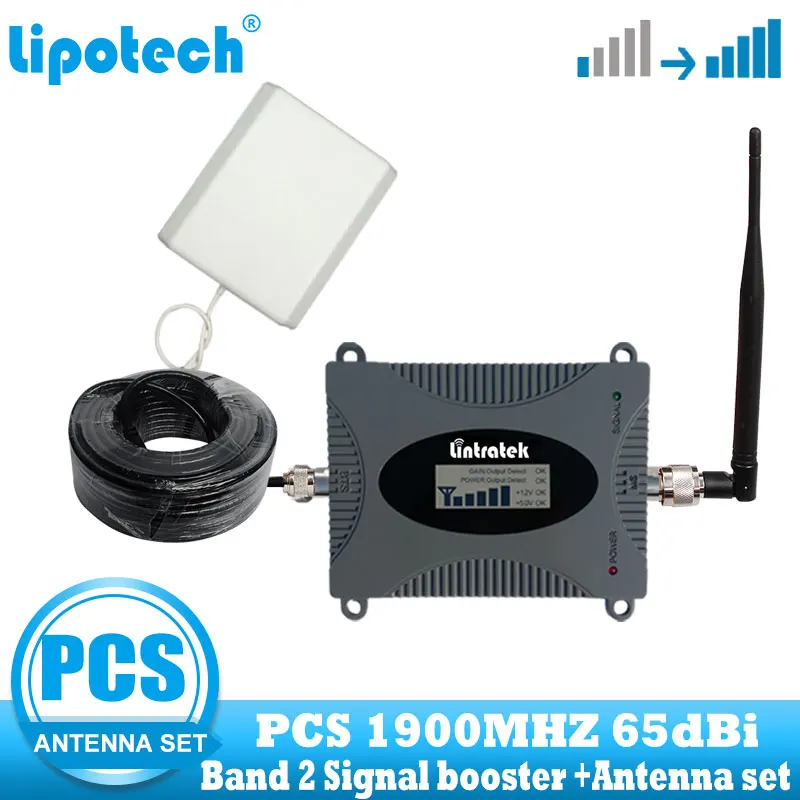 

lintratek PCS 1900MHZ 3G Signal booster 3G 4G repeater antenna set cellular cell phone communication amplifier 1900 4G 2G