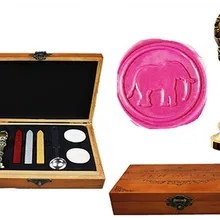 Винтаж Большой Слон пользовательские роскошные Воск уплотнительное штамп латунь павлин металлической ручкой Щупы для мангала плавления ложка деревянной подарочной коробке комплект