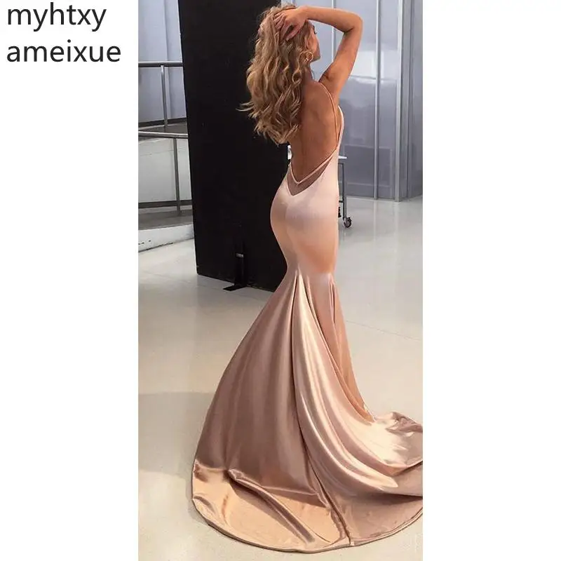 

2019 New Sexy Cheap Plus Size Evening Dresses Mermaid Floor Length Sleeveless Prom Dress Sewwp Train Evening Gowns Custom Made