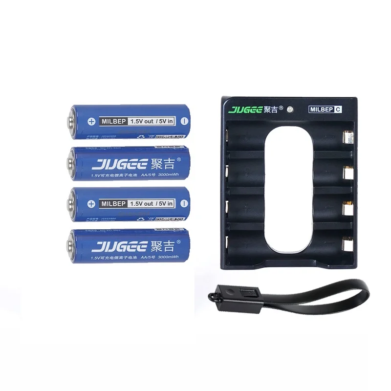 

4 pcs 1.5 v 3000mWh AA Li - polymer Li - ion lithium polymer rechargeable batterie+ 4 slot Usb charger